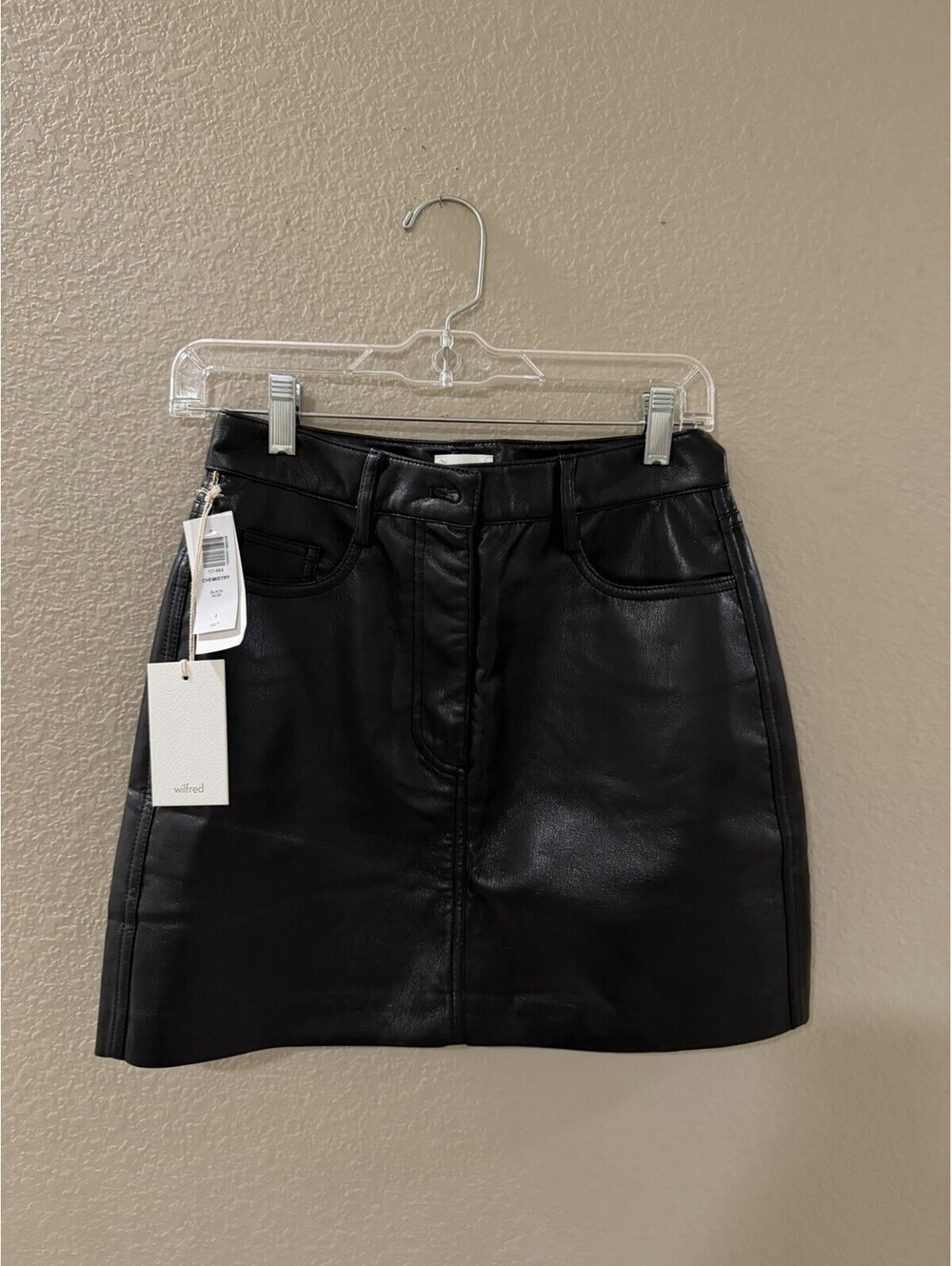 Wilfred Aritzia Black Leather Mini Skirt